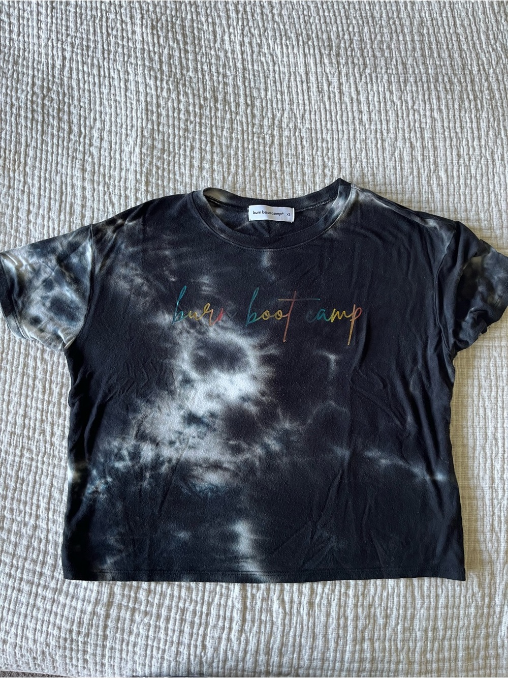 Burn Boot Camp Women's Black Tie-Dye Crop Tee